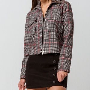 Tilly’s Ivy + Main Cropped Black & White Plaid Jacket Womens S